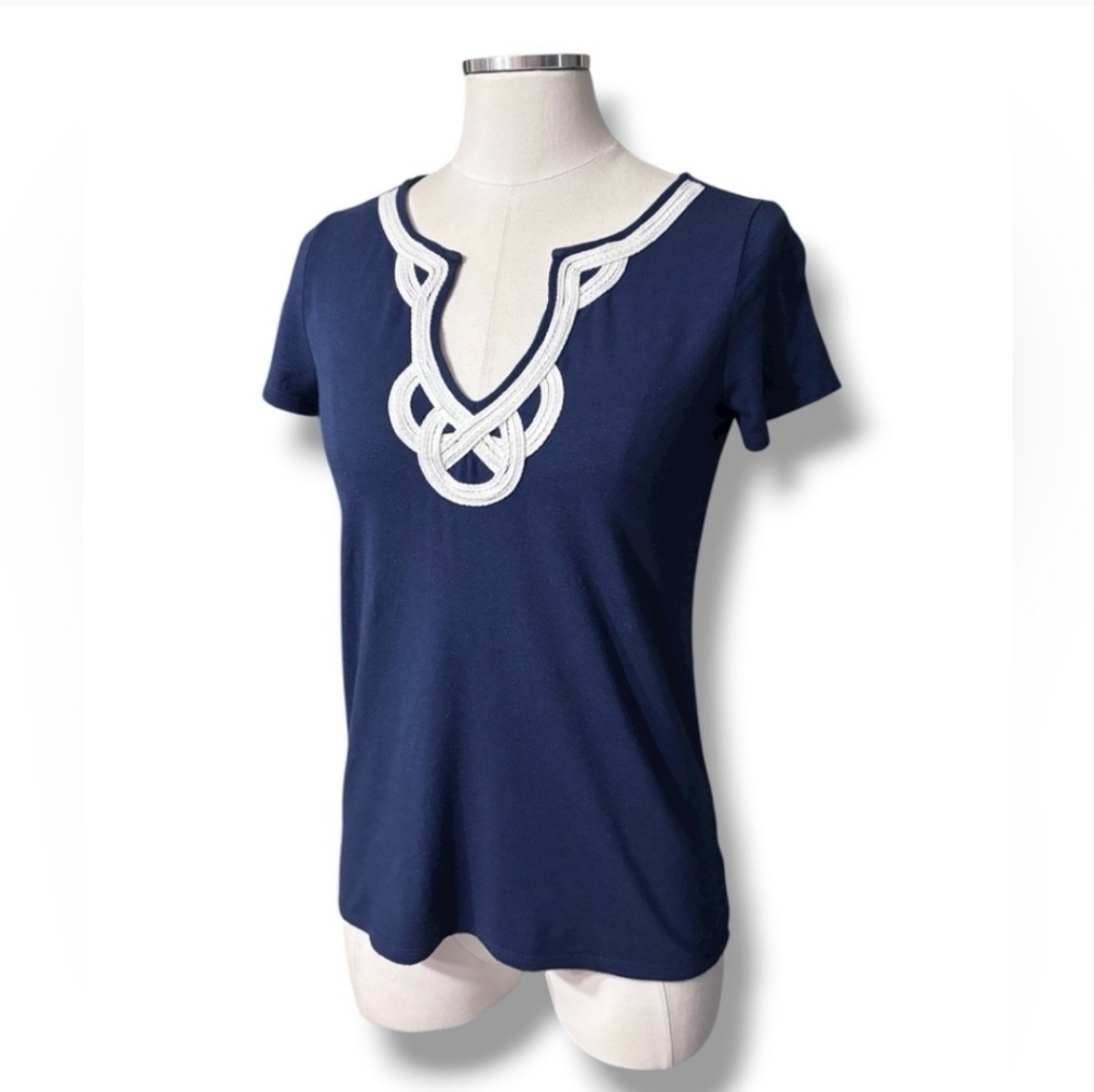 Lilly Pulitzer Navy Blue Top with White Trim